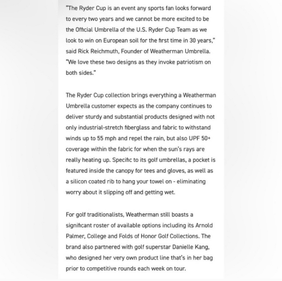 NEW Rare Weatherman Marco Simone Rome Italy Ryder Cup Golf Collapsible Umbrella - Picture 12 of 12